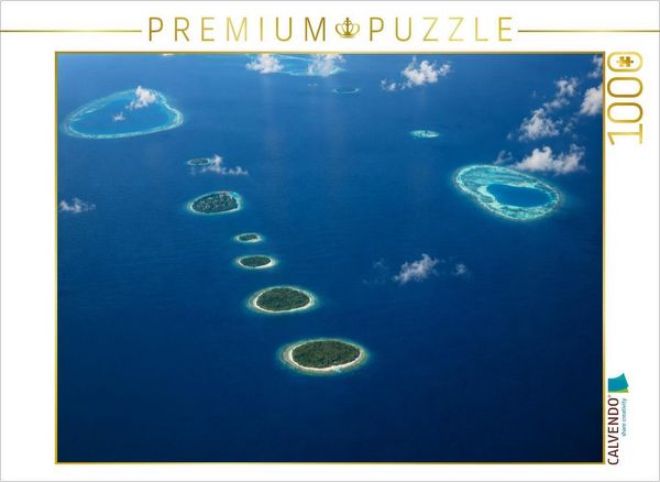 CALVENDO Puzzle Malediven-Atolle im Indischen Ozean - Inselwelt von oben | 1000 Teile Lege-Größe 64 × 48 cm Foto-Puzzle für glückliche Stunden