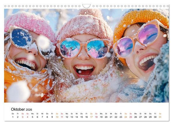 Produktbild: Unser Winter - Flocken, Fun und Freunde (Wandkalender 2026 DIN A3 quer), CALVENDO Monatskalender