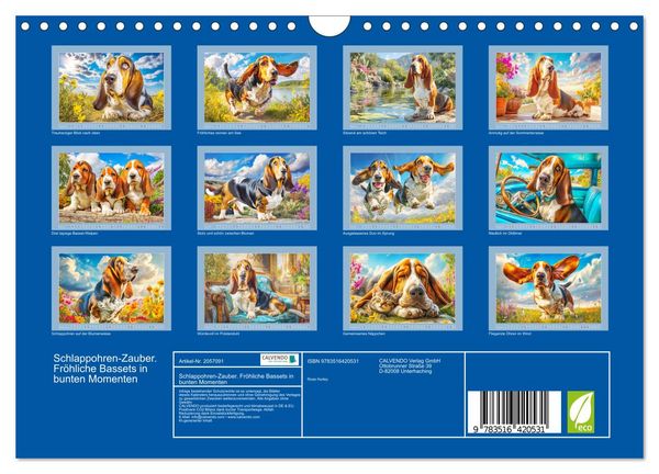 Produktbild: Schlappohren-Zauber. Fr&ouml;hliche Bassets in bunten Momenten (Wandkalender 2026 DIN A4 quer), CALVENDO Monatskalender