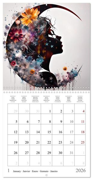 Produktbild: Silhouettes myst&eacute;rieuses (Calendrier mural carr&eacute; 2026 30x30 cm) Calendrier double avec une page pour vos prises de notes