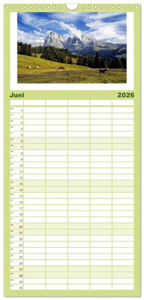 Produktbild: Familienplaner 2026 - S&Uuml;DTIROL - Land der Berge mit 5 Spalten (Wandkalender, 21 x 45 cm) CALVENDO