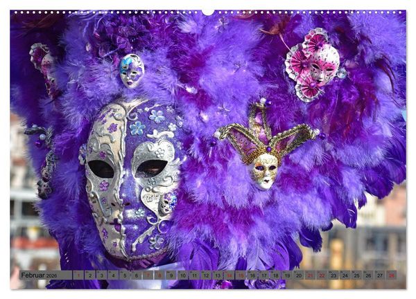 Produktbild: BUNT . PR&Auml;CHTIG . FARBENFROH . Das ist der Karneval in Venedig (Wandkalender 2026 DIN A2 quer), CALVENDO Monatskalender