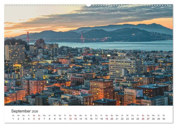 Produktbild: San Francisco - Die Heimat der Golden Gate Bridge. (hochwertiger Premium Wandkalender 2026 DIN A2 quer), Kunstdruck in Hochglanz