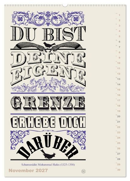 Produktbild: Die sch&ouml;nsten Lebensweisheiten Typo - Kalender (hochwertiger Premium Wandkalender 2027 DIN A2 hoch), Kunstdruck in Hochglanz