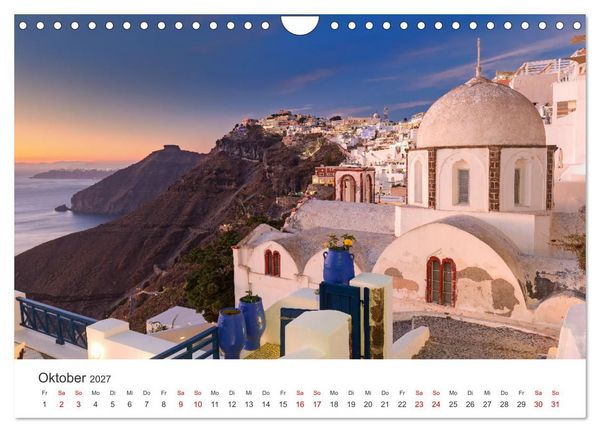 Produktbild: Santorini Fira & Firostefani (Wandkalender 2027 DIN A4 quer), CALVENDO Monatskalender