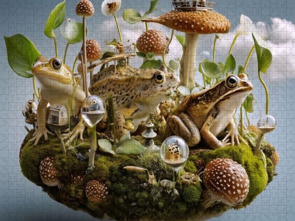Produktbild: CALVENDO Puzzle Kr&ouml;tenzauber im Pilzreich | 1000 Teile Lege-Gr&ouml;&szlig;e 64x48cm Foto-Puzzle f&uuml;r gl&uuml;ckliche Stunden