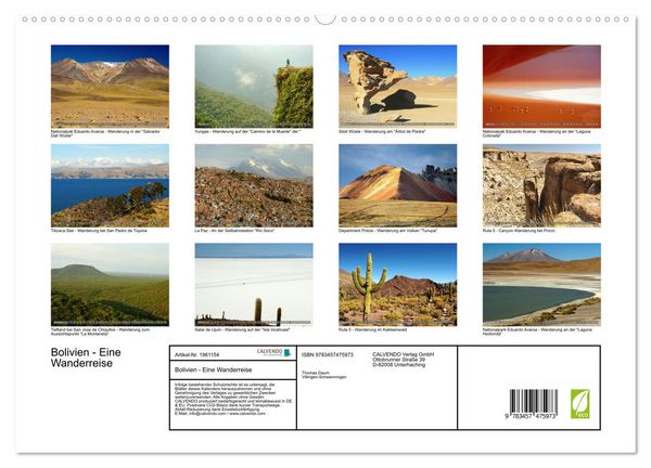 Produktbild: Bolivien - Eine Wanderreise (hochwertiger Premium Wandkalender 2026 DIN A2 quer), Kunstdruck in Hochglanz