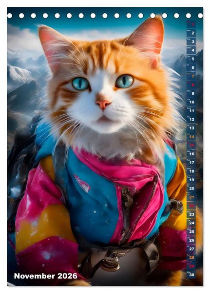Produktbild: Outdoor sports for cats (Desk Calendar 2026 DIN A5 portrait), CALVENDO 12 Month DeskCalendar