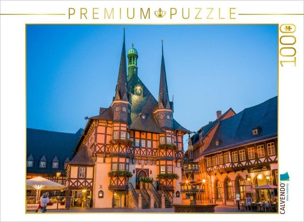 Produktbild: CALVENDO Puzzle Rathaus Wernigerode bei Nacht | 1000 Teile Lege-Gr&ouml;&szlig;e 64x48cm Foto-Puzzle f&uuml;r gl&uuml;ckliche Stunden