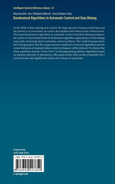 Produktbild: Randomized Algorithms in Automatic Control and Data Mining