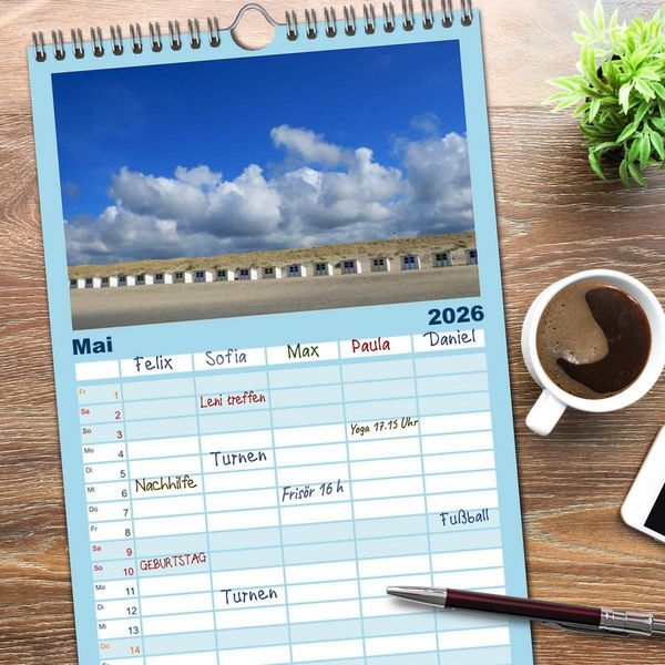 Produktbild: Familienplaner 2026 - Strandwanderungen auf Texel mit 5 Spalten (Wandkalender, 21 x 45 cm) CALVENDO