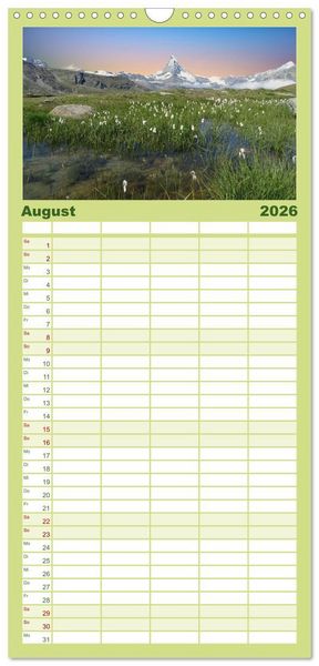 Produktbild: Familienplaner 2026 - MATTERHORN Impressionen mit 5 Spalten (Wandkalender, 21 x 45 cm) CALVENDO