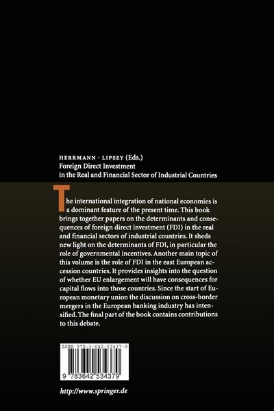 Produktbild: Foreign Direct Investment in the Real and Financial Sector of Industrial Countries