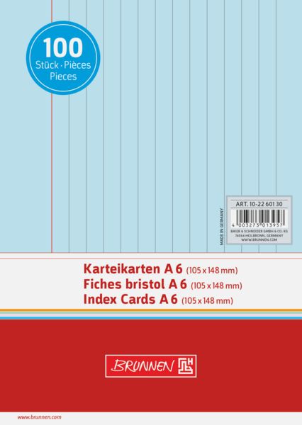Produktbild: Brunnen Karteikarte A6 lin bl 100St