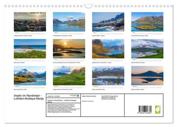 Produktbild: Inseln im Nordmeer - Lofoten-And&oslash;ya-Senja (Wandkalender 2027 DIN A3 quer), CALVENDO Monatskalender
