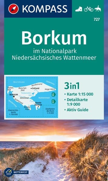 Produktbild: KOMPASS Wanderkarte 727 Borkum im Nationalpark Nieders&auml;chsisches Wattenmeer 1:15.000