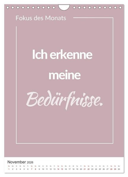 Produktbild: Achtsamkeitskalender: Mehr Achtsamkeit im Alltag mit dem Fokus des Monats (Wandkalender 2026 DIN A4 hoch), CALVENDO Monatskalender