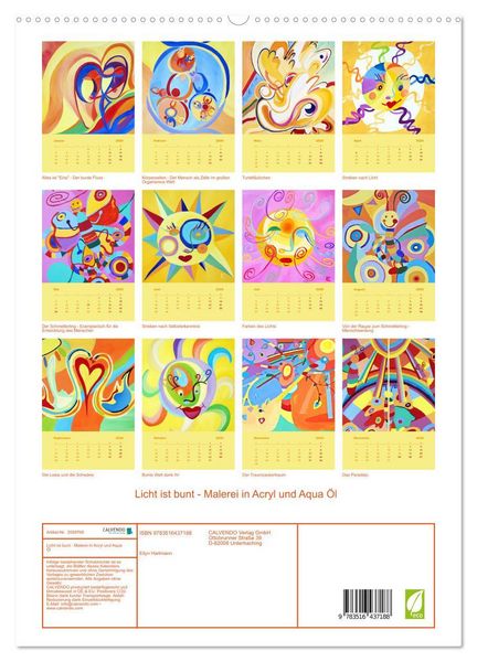 Produktbild: Licht ist bunt - Malerei in Acryl und Aqua &Ouml;l (hochwertiger Premium Wandkalender 2026 DIN A2 hoch), Kunstdruck in Hochglanz