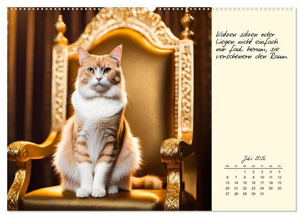 Produktbild: Katzen - Charakter und Sch&ouml;nheit (hochwertiger Premium Wandkalender 2026 DIN A2 quer), Kunstdruck in Hochglanz