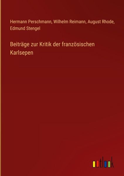 Produktbild: Beitr&auml;ge zur Kritik der franz&ouml;sischen Karlsepen
