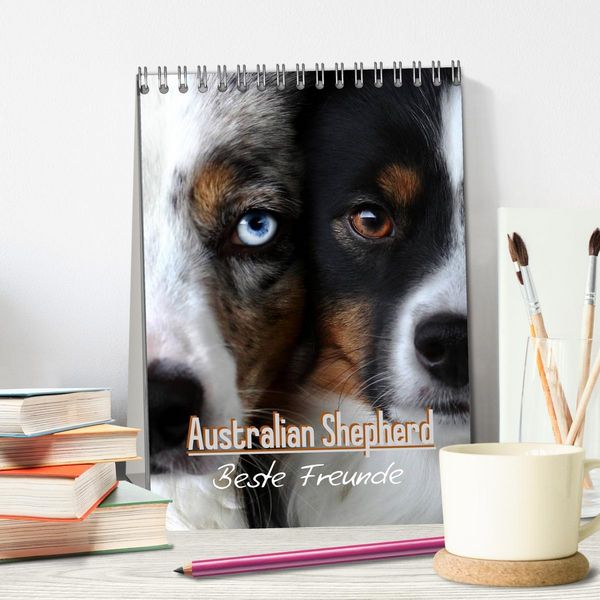 Produktbild: Australian Shepherd - Beste Freunde (Tischkalender 2026 DIN A5 hoch), CALVENDO Monatskalender