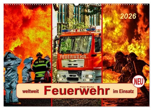 Produktbild: Feuerwehr - weltweit im Einsatz (Wandkalender 2026 DIN A2 quer), CALVENDO Monatskalender