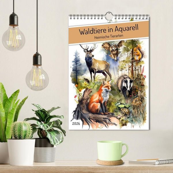 Produktbild: Waldtiere in Aquarell - Heimische Tierarten (Wandkalender 2026 DIN A4 hoch), CALVENDO Monatskalender
