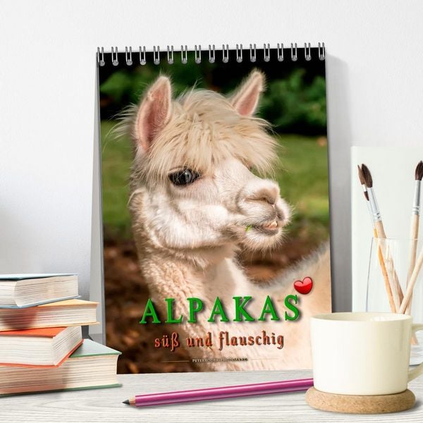 Produktbild: Alpakas - s&uuml;&szlig; und flauschig (Tischkalender 2026 DIN A5 hoch), CALVENDO Monatskalender