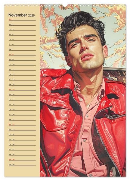 Produktbild: Verwegene Jungs. Pin-up-M&auml;nner im Stil der 50er Jahre (hochwertiger Premium Wandkalender 2026 DIN A2 hoch), Kunstdruck in Hochglanz