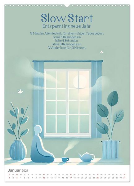 Produktbild: Dein Anti-Stress Kalender - Monatliche Inspirationen f&uuml;r mehr Entspannung (hochwertiger Premium Wandkalender 2027 DIN A2 hoch), Kunstdruck in Hochglanz