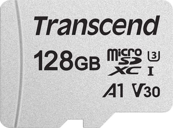 Transcend Premium 300S microSDXC-Karte 128 GB Class 10, UHS-I, UHS-Class 3, v30 Video Speed Class, A1 Application Perfor