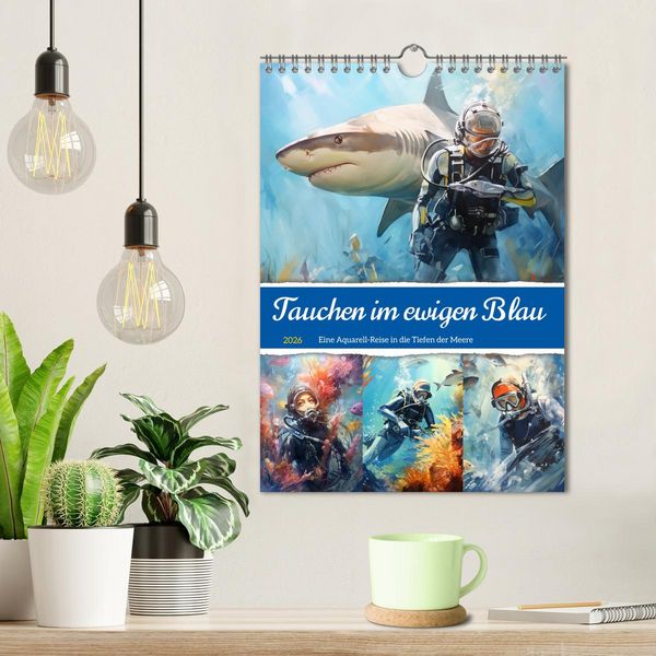 Produktbild: Tauchen im ewigen Blau. Eine Aquarell-Reise in die Tiefen der Meere (Wandkalender 2026 DIN A4 hoch), CALVENDO Monatskalender