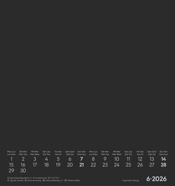 Produktbild: Kreativ-Kalender schwarz 2026 - 16x17 cm - Foto, Malen, Basteln - datiert - Kreativkalender - Foto-Kalender - Alpha Edition