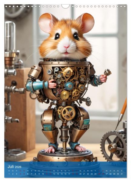 Produktbild: Roboter-Hamster - niedliche kleine Roboter (Wandkalender 2026 DIN A3 hoch), CALVENDO Monatskalender
