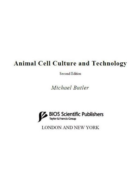 Produktbild: Animal Cell Culture and Technology