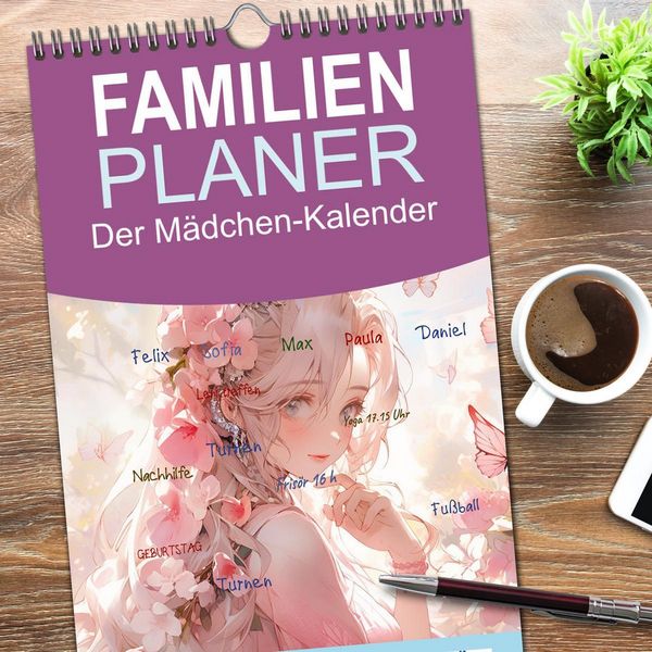 Produktbild: Familienplaner 2026 - Der M&auml;dchen-Kalender mit 5 Spalten (Wandkalender, 21 x 45 cm) CALVENDO