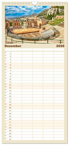Produktbild: Familienplaner 2026 - Magna Graecia - Griechische antike St&auml;tten in S&uuml;ditalien mit 5 Spalten (Wandkalender, 21 x 45 cm) CALVENDO