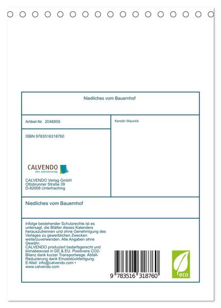 Produktbild: Niedliches vom Bauernhof (Tischkalender 2026 DIN A5 hoch), CALVENDO Monatskalender