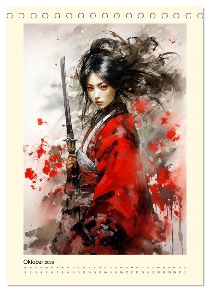 Produktbild: Samurai Amazonen (Tischkalender 2026 DIN A5 hoch), CALVENDO Monatskalender