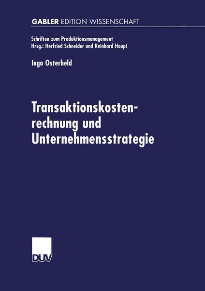 Produktbild: Transaktionskostenrechnung und Unternehmensstrategie