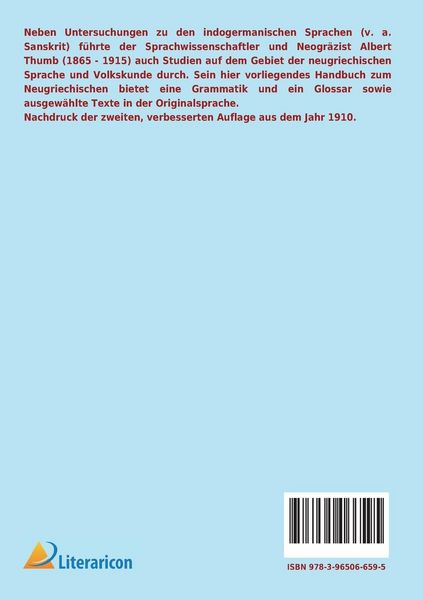 Produktbild: Handbuch der neugriechischen Volkssprache