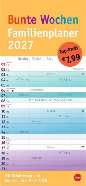 Bunte Wochen Familienplaner 2027