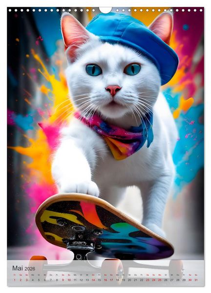 Produktbild: Outdoorsport f&uuml;r Katzen (Wandkalender 2026 DIN A3 hoch), CALVENDO Monatskalender