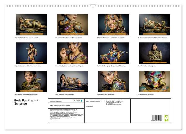 Produktbild: Body Painting mit Schlange (Wandkalender 2027 DIN A2 quer), CALVENDO Monatskalender