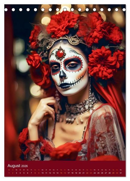 Produktbild: Dia de Muertos Kreative Portr&auml;ts in Festanlehnung (Tischkalender 2026 DIN A5 hoch), CALVENDO Monatskalender