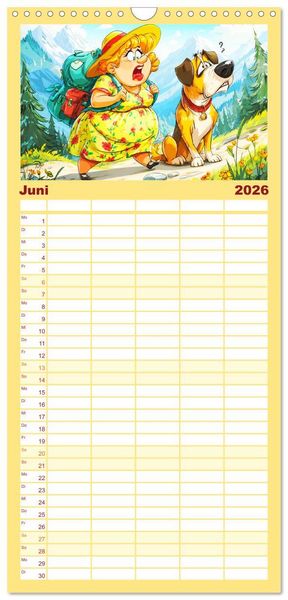 Produktbild: Familienplaner 2026 - Frauchen und Hund. Witzige Cartoons vom t&auml;glichen Chaos mit 5 Spalten (Wandkalender, 21 x 45 cm) CALVENDO