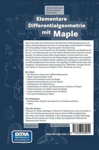 Produktbild: Elementare Differentialgeometrie mit Maple