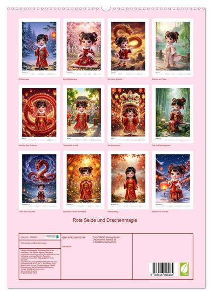 Produktbild: Rote Seide und Drachenmagie (hochwertiger Premium Wandkalender 2027 DIN A2 hoch), Kunstdruck in Hochglanz