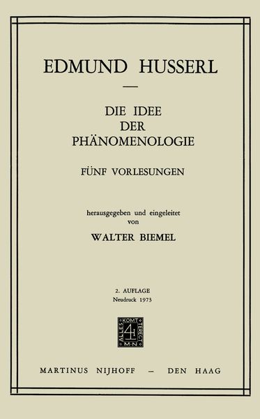 Produktbild: Die Idee der Ph&auml;nomenologie