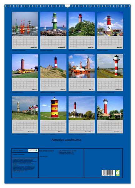 Produktbild: Attraktive Leuchtt&uuml;rme (Wandkalender 2026 DIN A2 hoch), CALVENDO Monatskalender